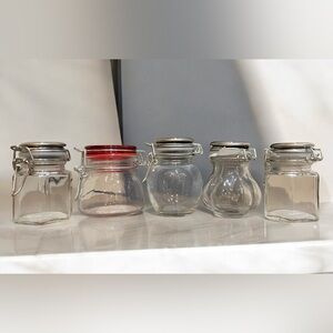 Mixed Lot of 5 Mini Storage Jars with Airtight Seal New Unused